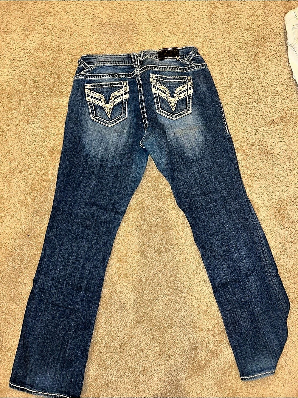 Vigoss The Chelsea Straight Distressed Blue Jeans Waist 14